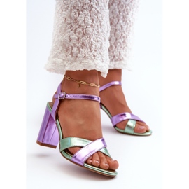 Eco Leather High Heel Sandals Purple Abilica 2