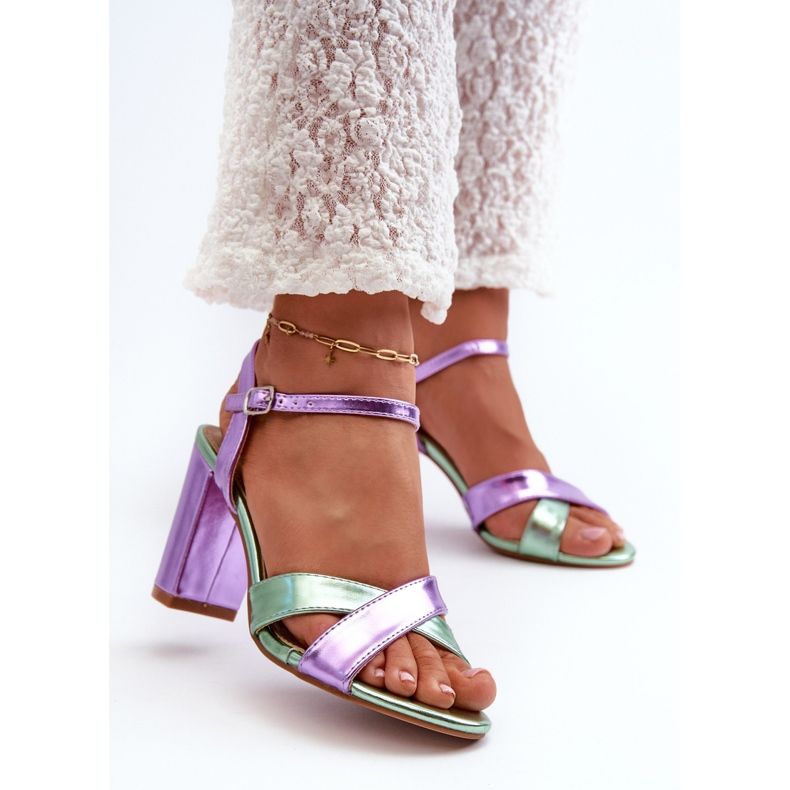 Eco Leather High Heel Sandals Purple Abilica 2