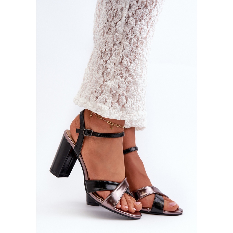 Eco Leather Sandals With Block Heels Black Abilica 1
