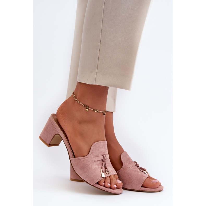 Women's Flip-Flops Made of Eco Suede on the Heel Pink Jemenna 1