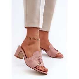 Women's Flip-Flops Made of Eco Suede on the Heel Pink Jemenna 2