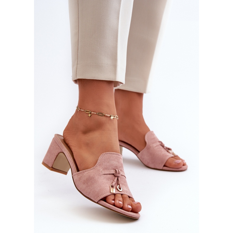 Women's Flip-Flops Made of Eco Suede on the Heel Pink Jemenna 2