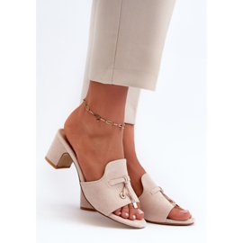 Women's Flip-Flops Made of Eco Suede on the Heel Beige Jemenna 1