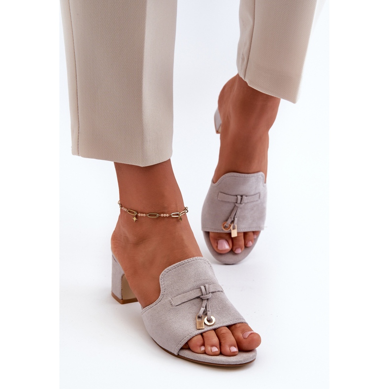 Women's Flip-Flops Made of Eco Suede on Heels Gray Jemenna grey 1 Women's Flip-Flops Made of Eco Suede on Heels Gray Jemenna grey 1