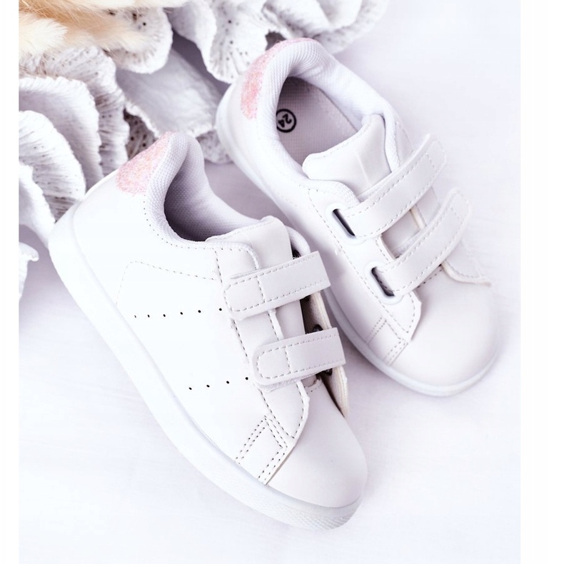 Children's sneakers with white and pink Velcro 4
