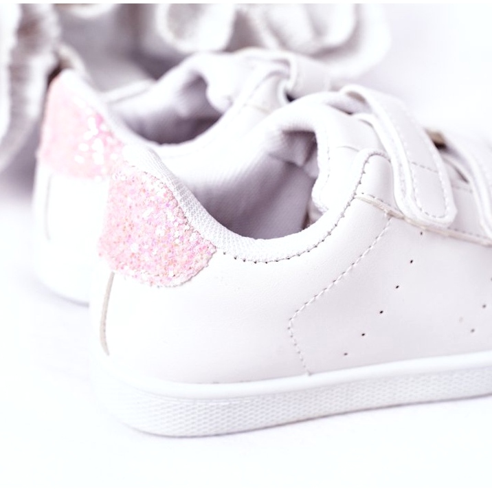 Children's sneakers with white and pink Velcro 3