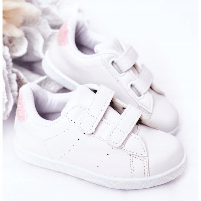 Children's sneakers with white and pink Velcro 2