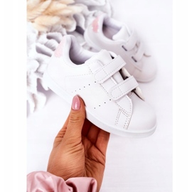 Children's sneakers with white and pink Velcro 1
