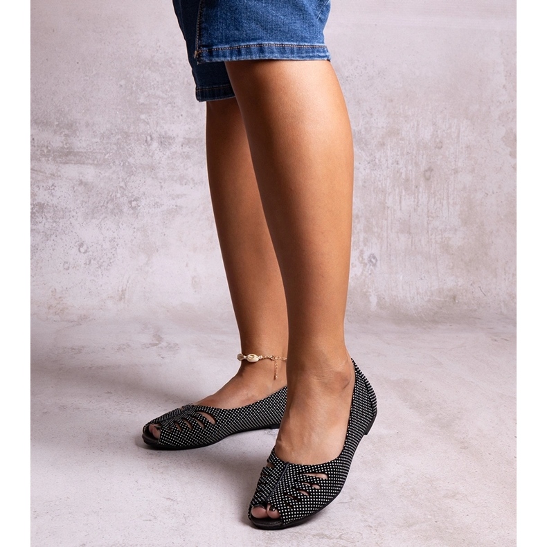 Black polka dot ballet flats with a cutout from Laforge 1