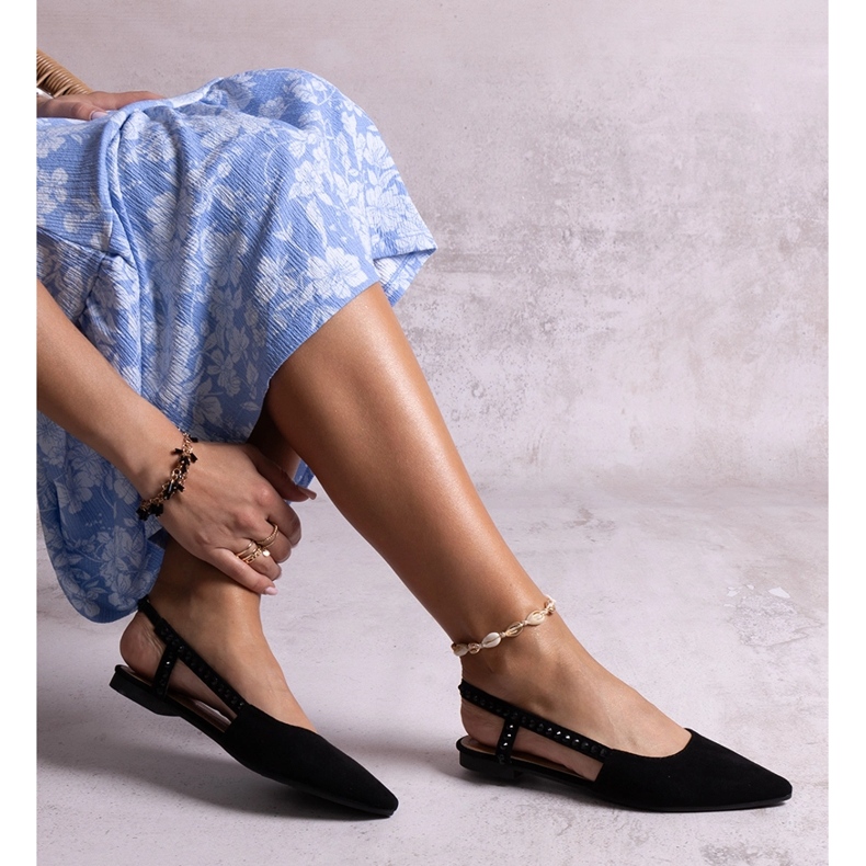 Black Fiorentino Open Heel Ballet Flats 1