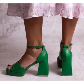 Vesna green high heel sandals 2