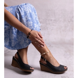 Black Sakna wedge sandals 1