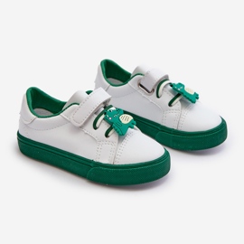 Pennyn Green and White Kids Sneakers With Pin 1