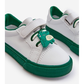 Pennyn Green and White Kids Sneakers With Pin 2