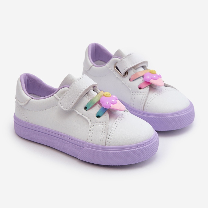 Pennyn White and Purple Kids Sneakers with Pin violet 1 Pennyn White and Purple Kids Sneakers with Pin violet 1