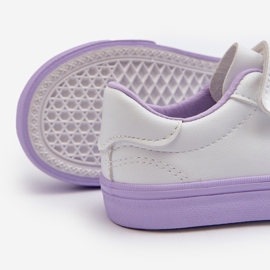 Pennyn White and Purple Kids Sneakers with Pin 2