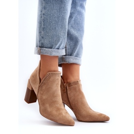 Bella Paris Beige ankle boots with an openwork pattern 1