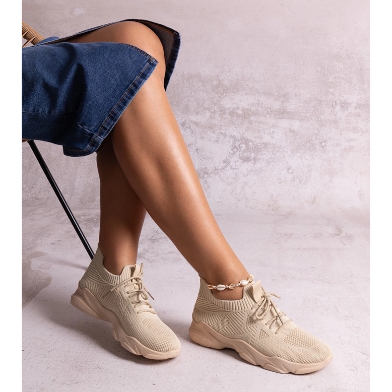 Beige fabric sneakers Madi 1