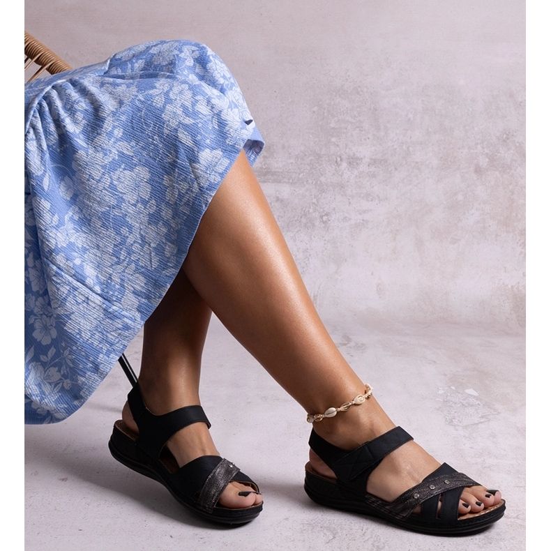 Black Nural Platform Sandals 1