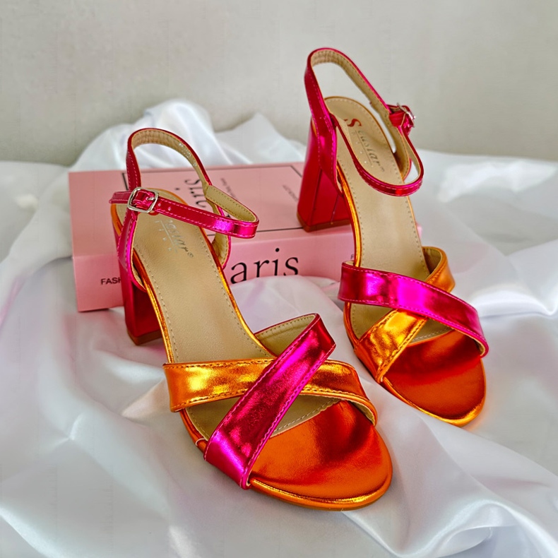 Eco Leather Heeled Sandals Fuchsia Abilica pink 1 Eco Leather Heeled Sandals Fuchsia Abilica pink 1