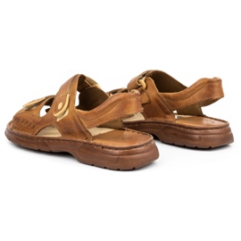 ŁUKPOL Men's leather sandals with velcro 812 brown 3