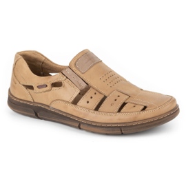 Olivier Men's shoes, leather openwork 601 for summer beige 2