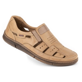 Olivier Men's shoes, leather openwork 601 for summer beige 3