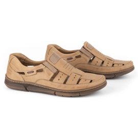 Olivier Men's shoes, leather openwork 601 for summer beige 4