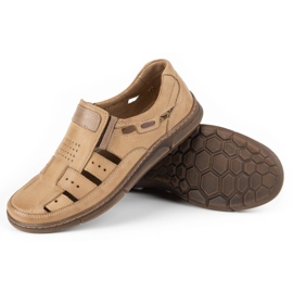 Olivier Men's shoes, leather openwork 601 for summer beige 5