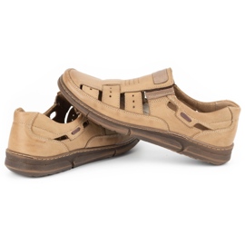 Olivier Men's shoes, leather openwork 601 for summer beige 7