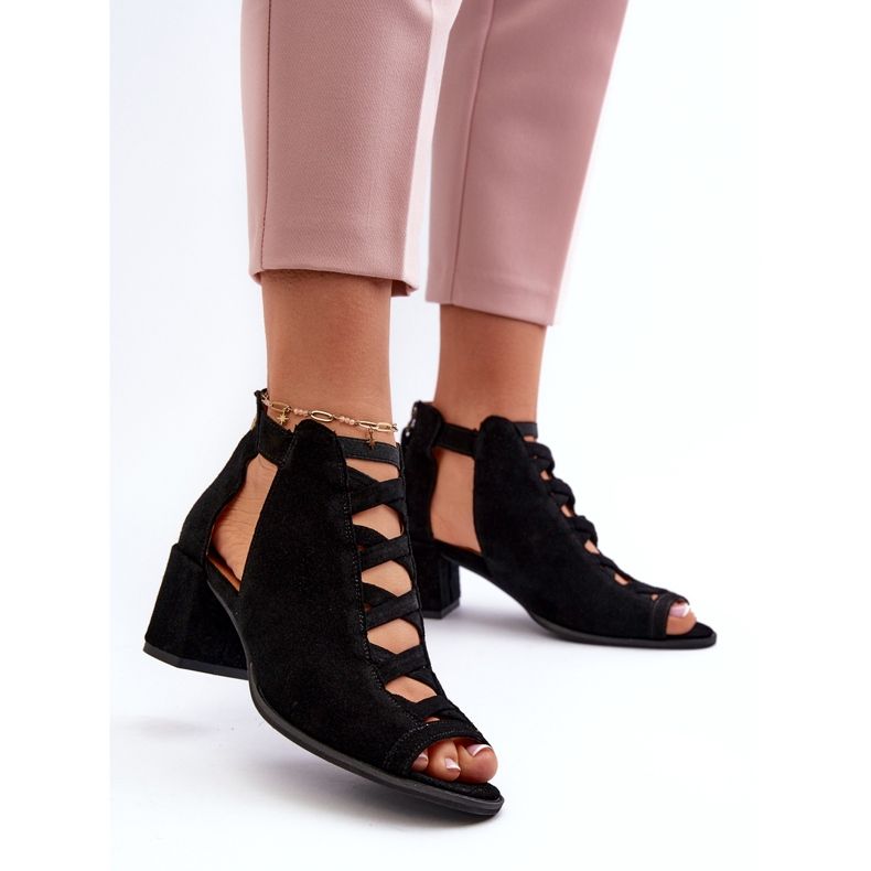 Suede Women's High Heel Sandals Maciejka 06456-01 Black 3 Suede Women's High Heel Sandals Maciejka 06456-01 Black 3