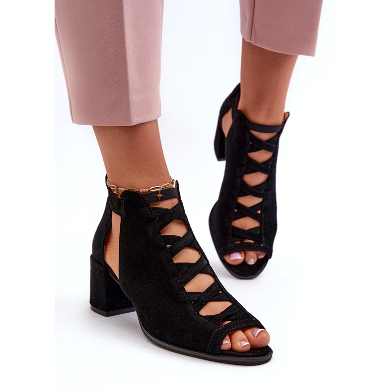 Suede Women's High Heel Sandals Maciejka 06456-01 Black 4 Suede Women's High Heel Sandals Maciejka 06456-01 Black 4