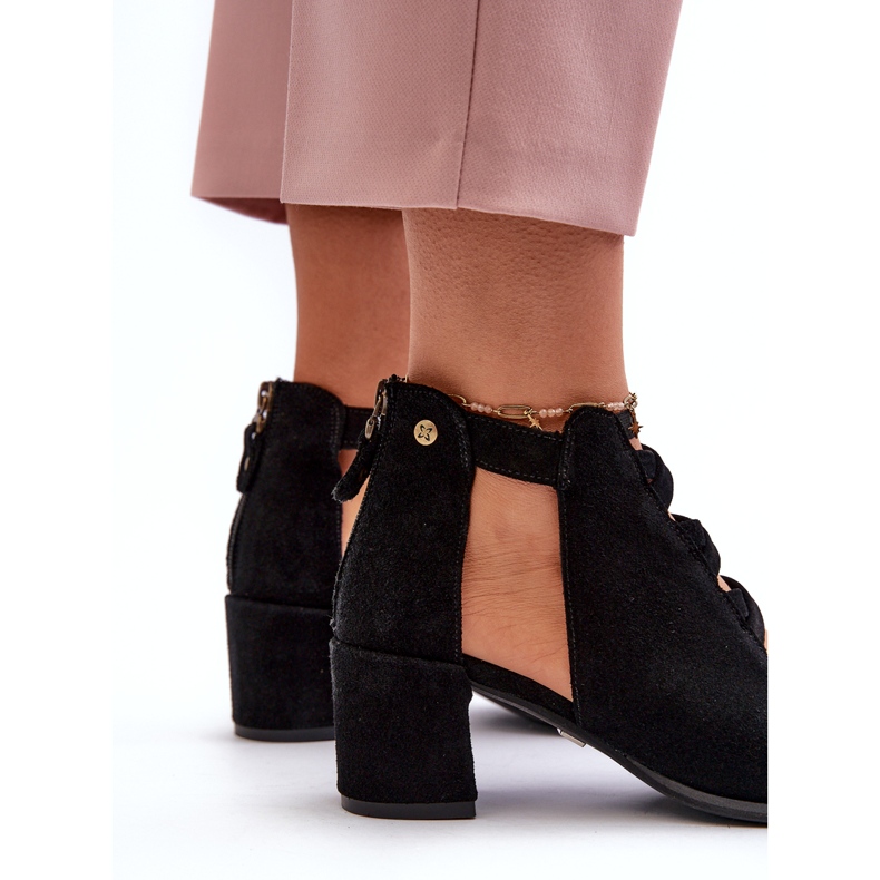 Suede Women's High Heel Sandals Maciejka 06456-01 Black 5