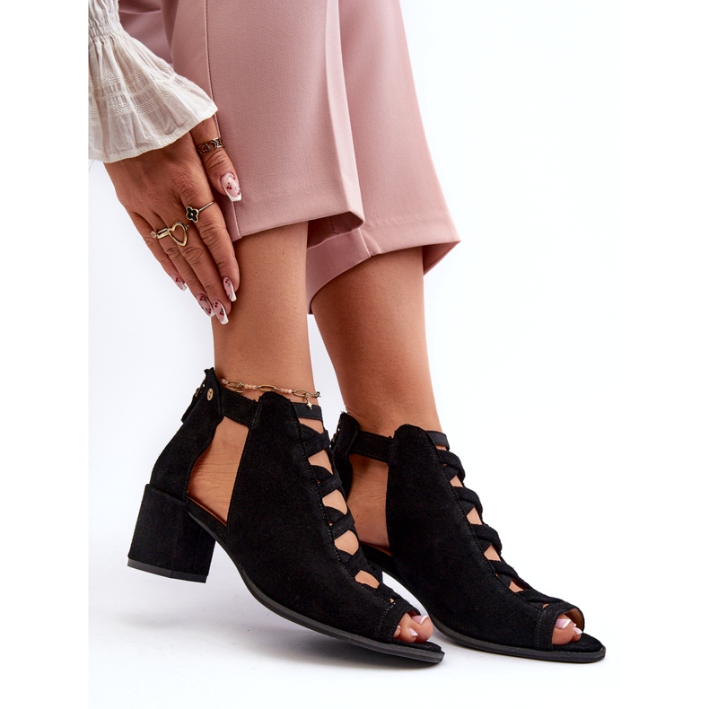 Suede Women's High Heel Sandals Maciejka 06456-01 Black 7 Suede Women's High Heel Sandals Maciejka 06456-01 Black 7