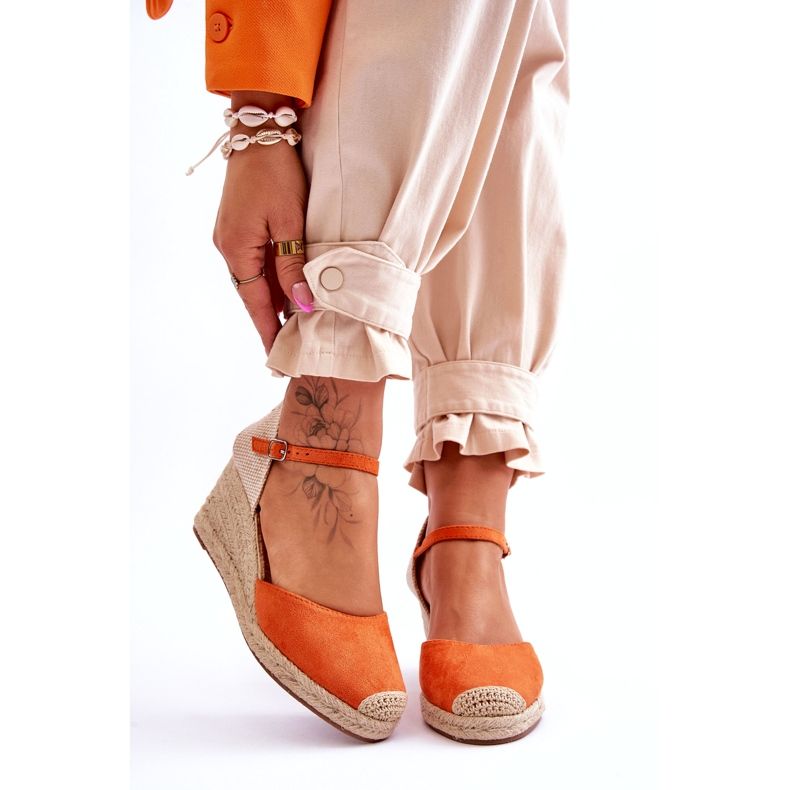 Suede Espadrilles Wedge Sandals Orange Cammer 1