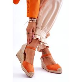 Suede Espadrilles Wedge Sandals Orange Cammer 2