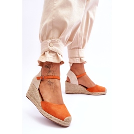 Suede Espadrilles Wedge Sandals Orange Cammer 3