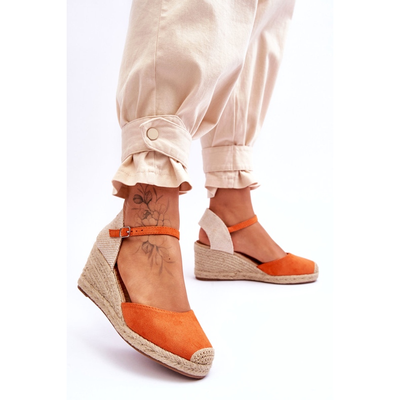 Suede Espadrilles Wedge Sandals Orange Cammer 3