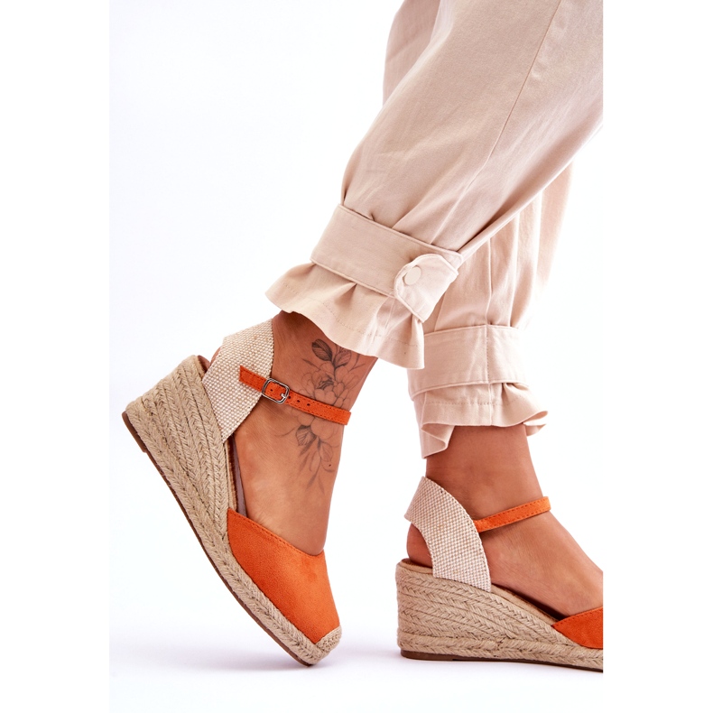 Suede Espadrilles Wedge Sandals Orange Cammer 4