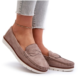 Women's Eco Suede Moccasins, Dark Beige Nestalia 9