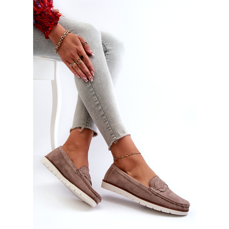Women's Eco Suede Moccasins, Dark Beige Nestalia 8