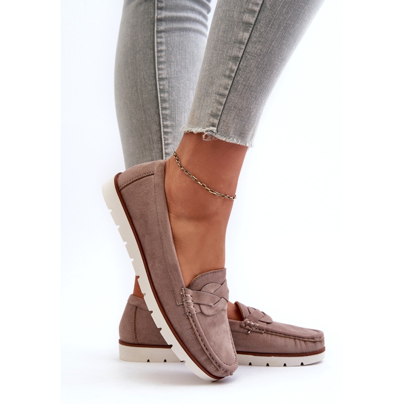 Women's Eco Suede Moccasins, Dark Beige Nestalia 7