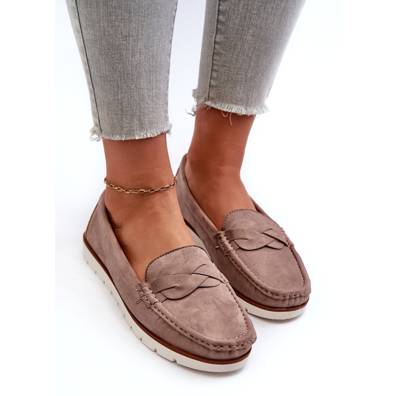 Women's Eco Suede Moccasins, Dark Beige Nestalia 5
