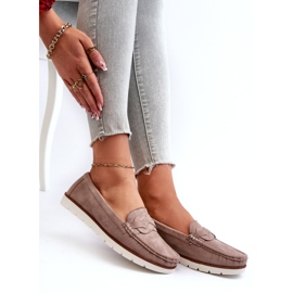 Women's Eco Suede Moccasins, Dark Beige Nestalia 1