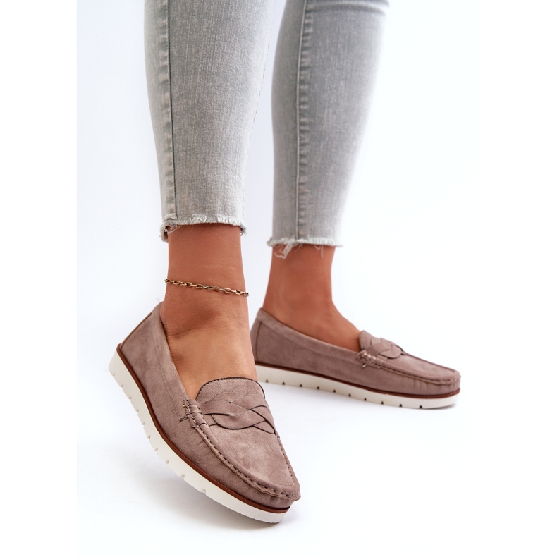 Women's Eco Suede Moccasins, Dark Beige Nestalia 3