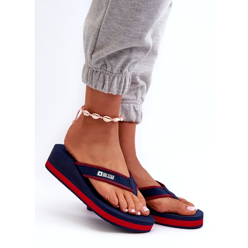 Women's Wedge Flip-Flops Big Star NN274A725 Navy Blue 1