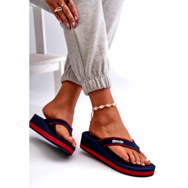 Women's Wedge Flip-Flops Big Star NN274A725 Navy Blue 4