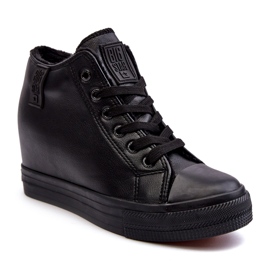 Women's Leather Wedge Sneakers Big Star MM274001 Black 1