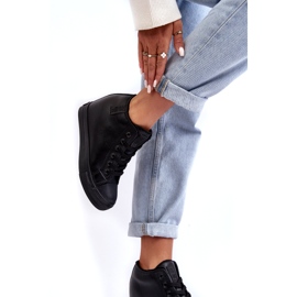 Women's Leather Wedge Sneakers Big Star MM274001 Black 2