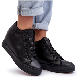 Women's Leather Wedge Sneakers Big Star MM274001 Black 7